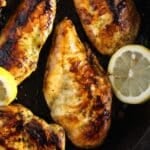 pinterest image with title for cast iron chicken breast.