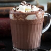 hot chocolate with alcohol and whipped cream topping