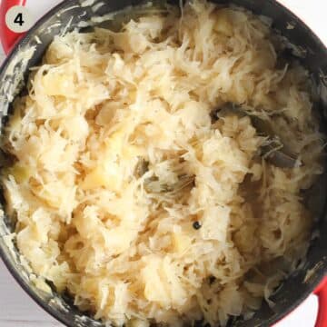 cooked sauerkraut in a large pot.