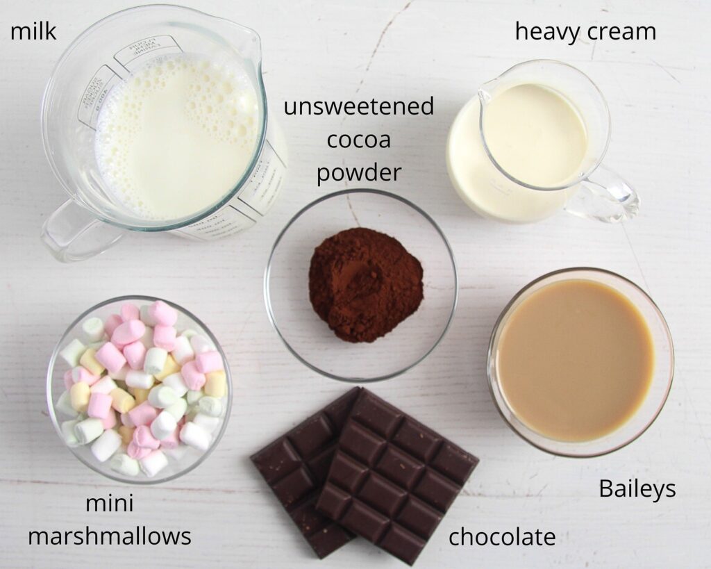 ingredients for hot chocolate
