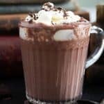 pin image with the title irish cream hot chocolate.
