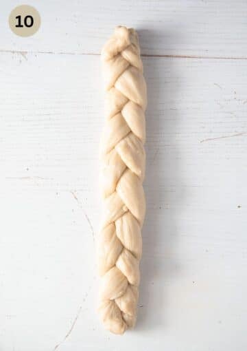 Shaped dough braid ready to use.