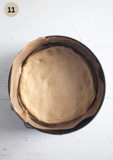 Dough pressed evenly on the bottom of the springform pan.