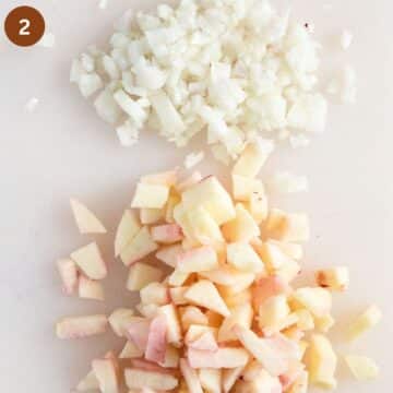 chopped onions and apples.