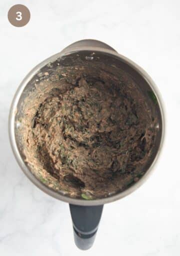 blended mixture for making drob in a food processor.