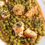 pin image with the title romanian pea and chicken stew.