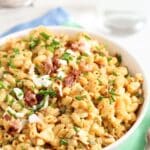 pinterest image with the title egg salad pasta salad.