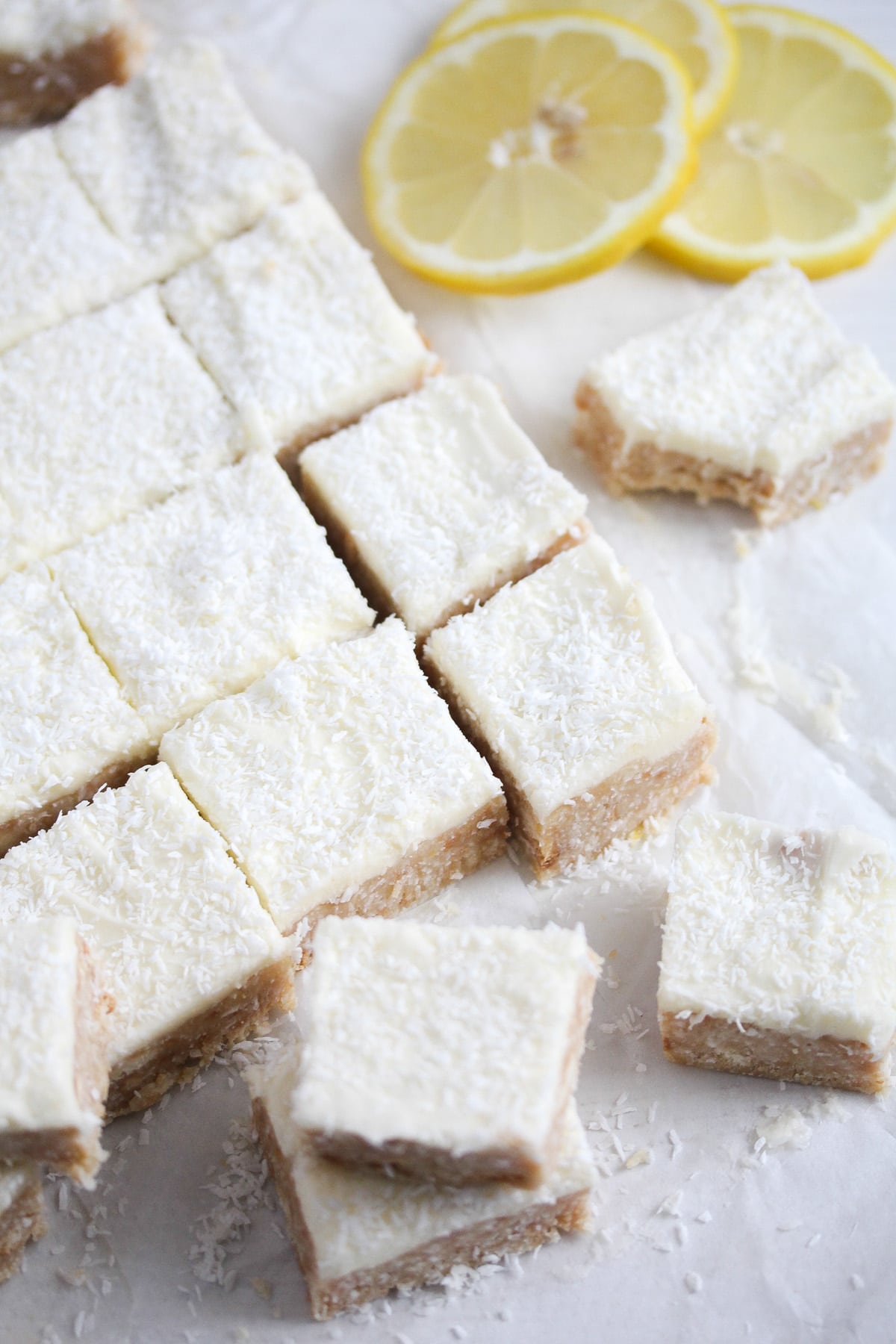 lemon slice with icing sugar frosting