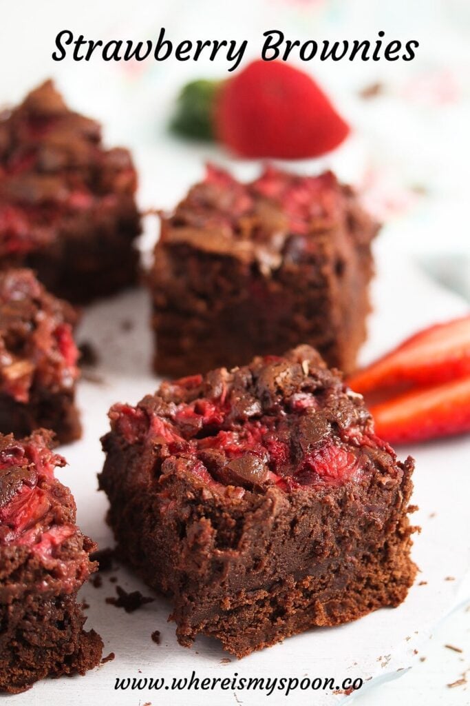 squares of brownies with chocolate