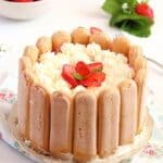 pinterest image with the title strawberry charlotte.