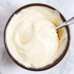 whole egg immersion blender mayonnaise in a small bowl.