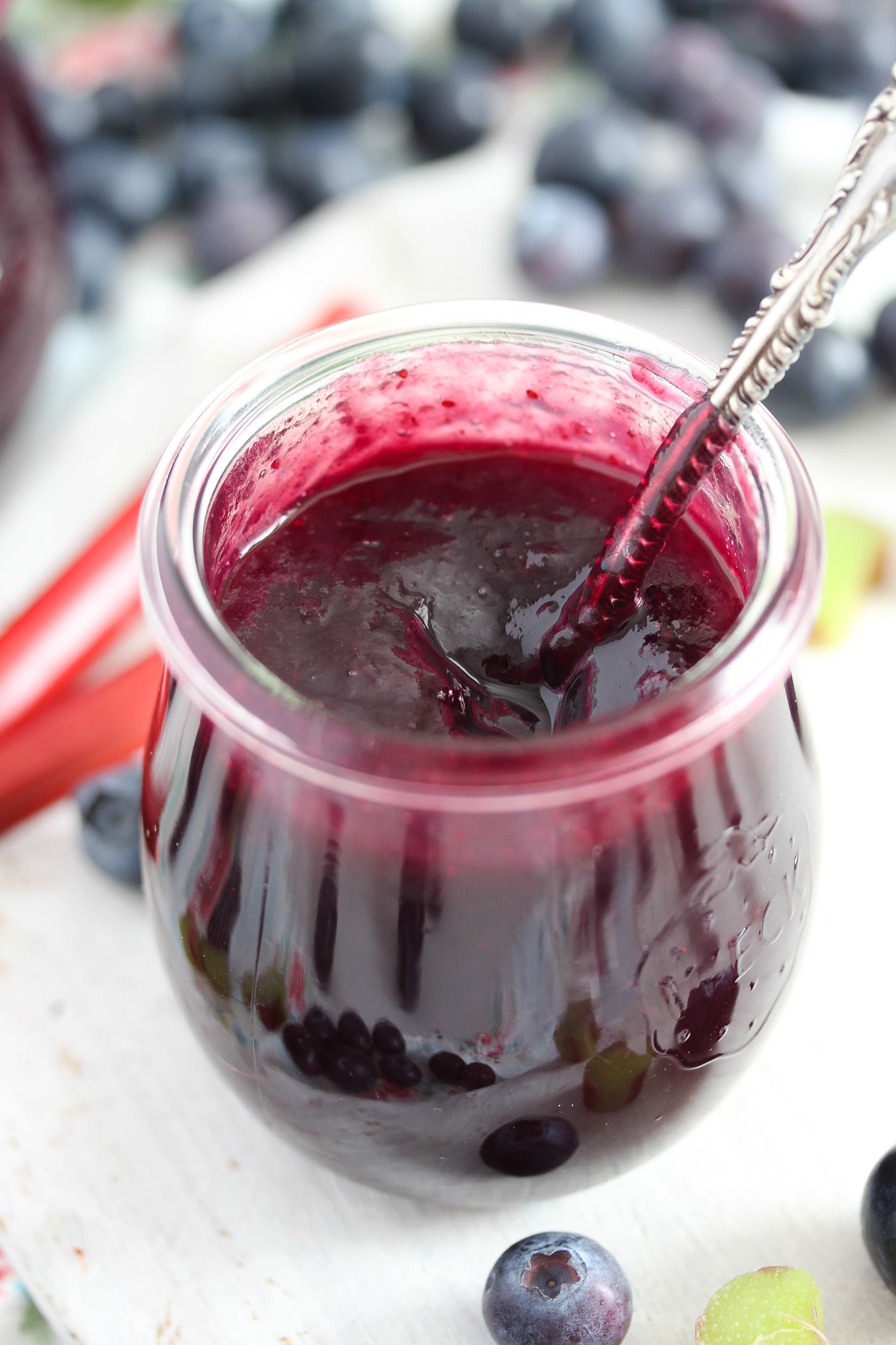 jam without pectin in a small jar with a spoon