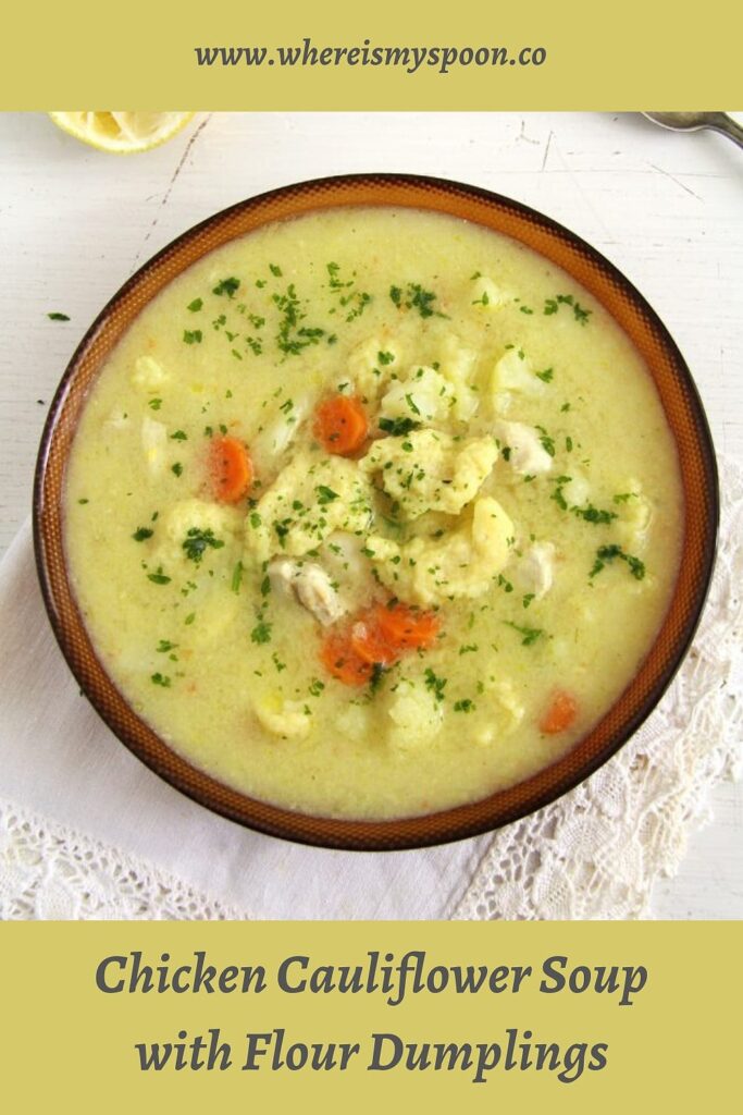 yelllow colored soup with lemon and cauliflower