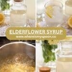 pinterest image with the title elderflower syrup.