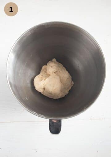 ball of dough for plum bread before rising.