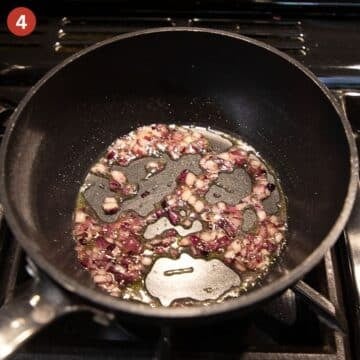 cooked red onions and caramelized sugar in a small saucepan.