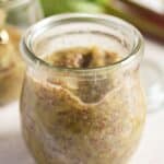 pin image with the title sugar free rhubarb jam.