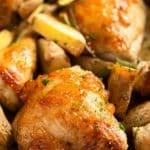 pinterest image with the title baked mango chicken.