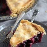 pinterest image with the title blueberry rhubarb pie.