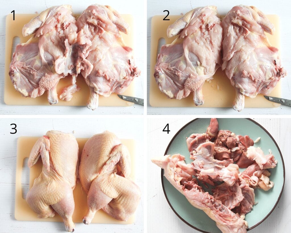 cutting a chicken in half step by step