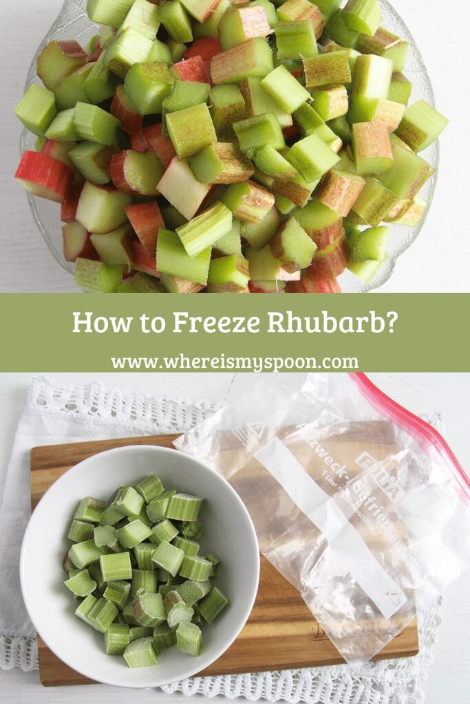 two ways of freezing chopped rhubarb