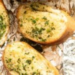 pinterest image with title for garlic bread baguette.