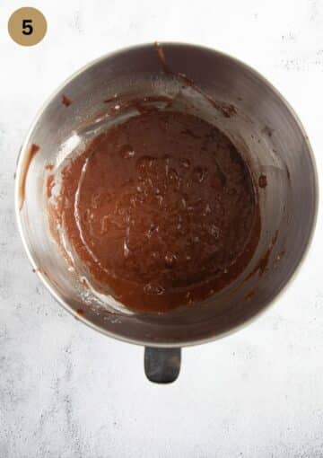 chocolate batter for making brownies with cream cheese in a bowl.