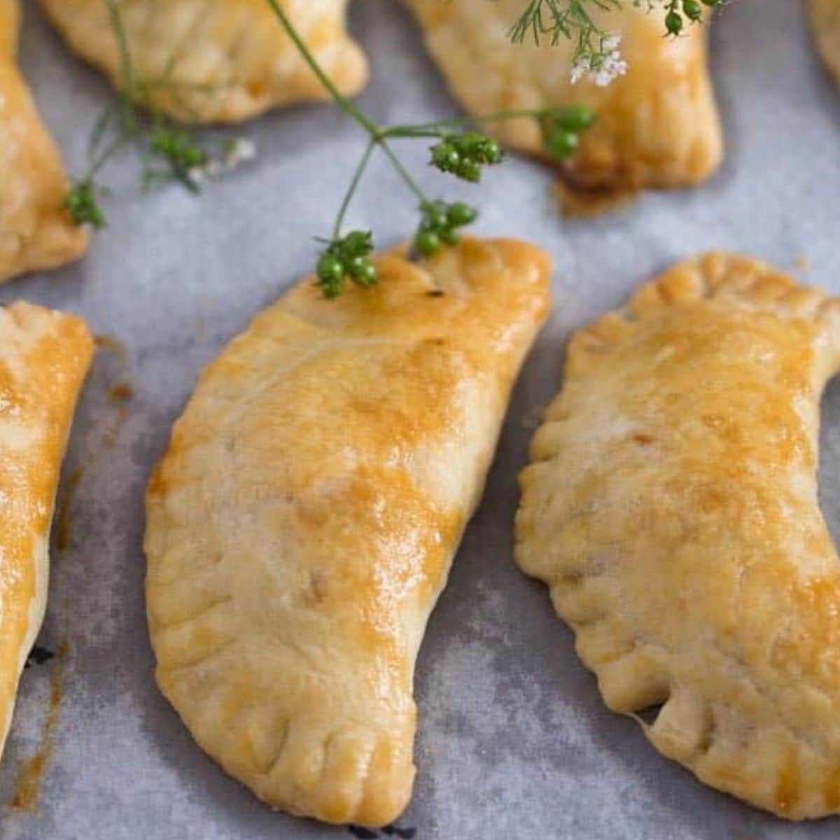 a few spicy beef empanadas with golden crust.