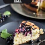 pinterest image with title the easiest black currant cake.