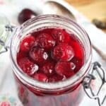 pinterest image with the title cherries in kirsch.