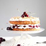 birthday cake with almonds and cherries