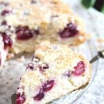 slice of buttermilk cake with cherries