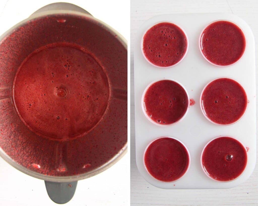 pureed cherries in a thermomix and in popsicle molds
