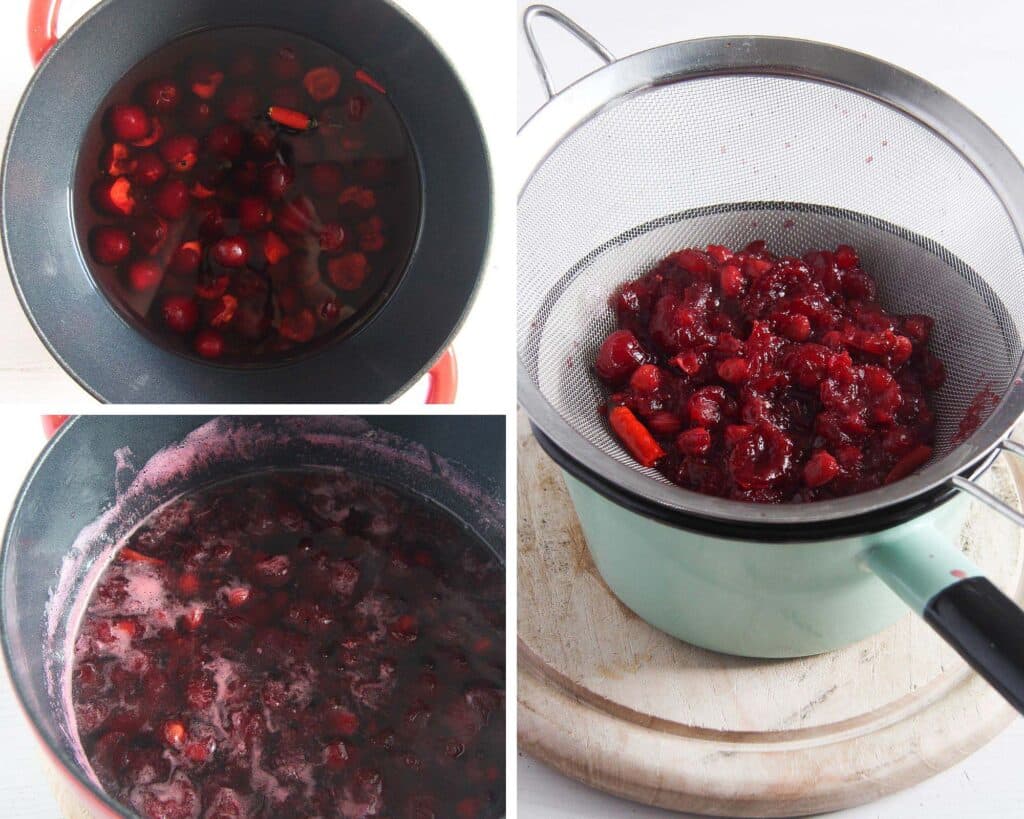 cooking and straining cherries