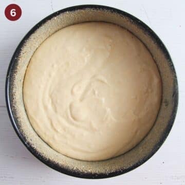 unbaked cake batter in a springform.