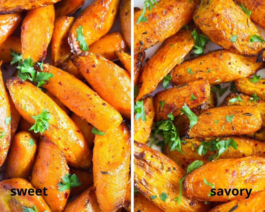 close up air fried carrot pieces sweet and savory