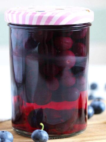 preserved blueberries in a jar