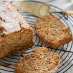 pinterest image with title for zucchini cinnamon bread.