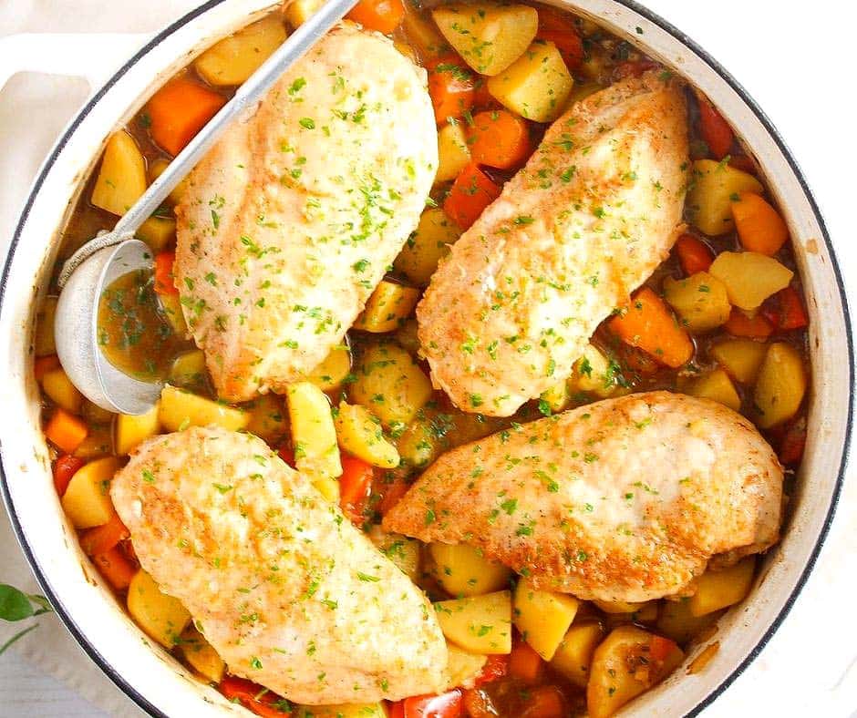Dutch Oven Chicken Breast (with Vegetables and Potatoes)