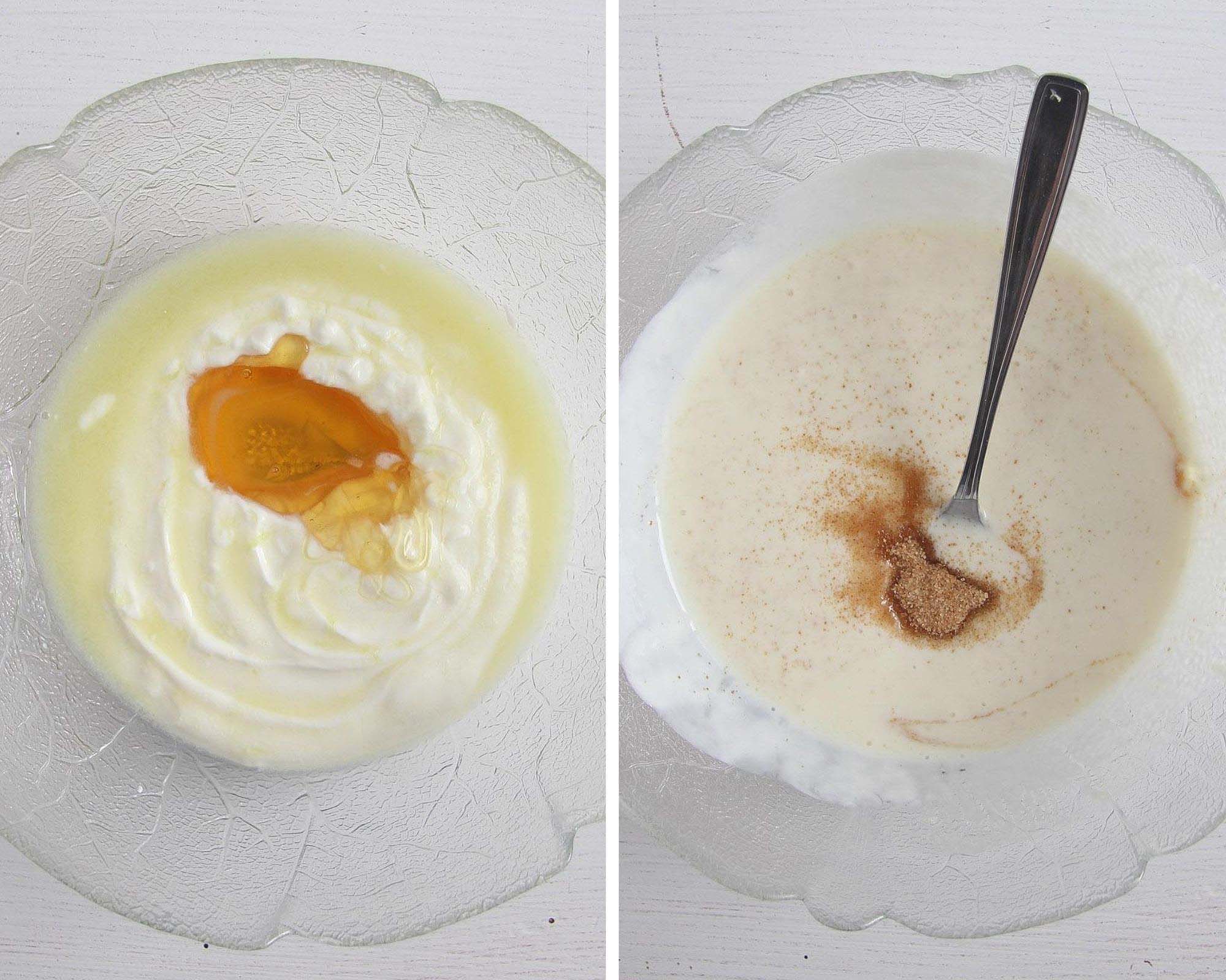 mix yogurt, honey, brown sugar and lime juice in a bowl