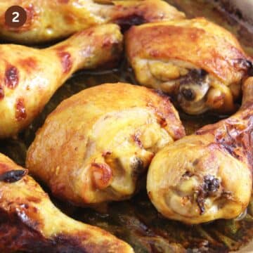 baked chicken drumsticks with turmeric and honey.