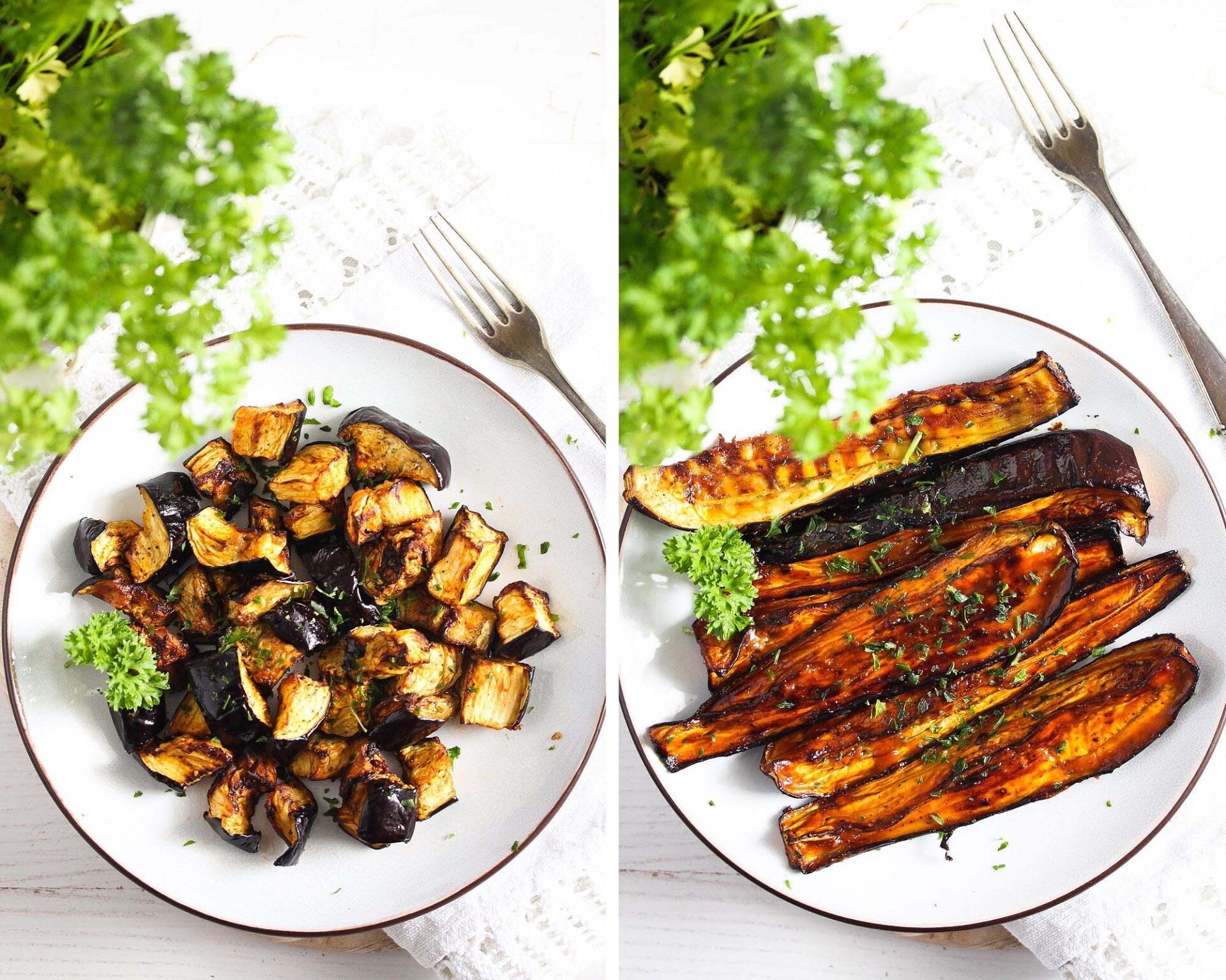 Air Fried Eggplants Two Ways (with or Without Glaze)