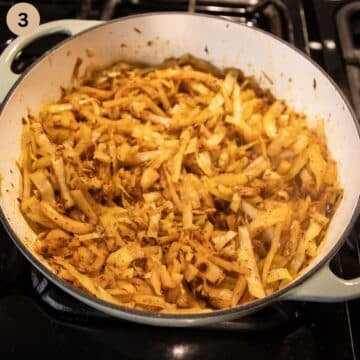 sauteed cabbage in a large dutch oven.