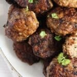 pinterest image with title for romanian meatballs.