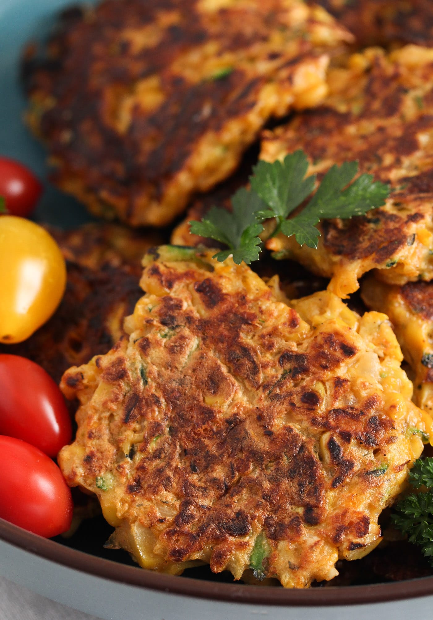 corn-zucchini-fritters-with-cheddar-and-greek-yogurt-dip