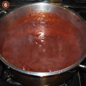 thickened plum butter in a very large pot.
