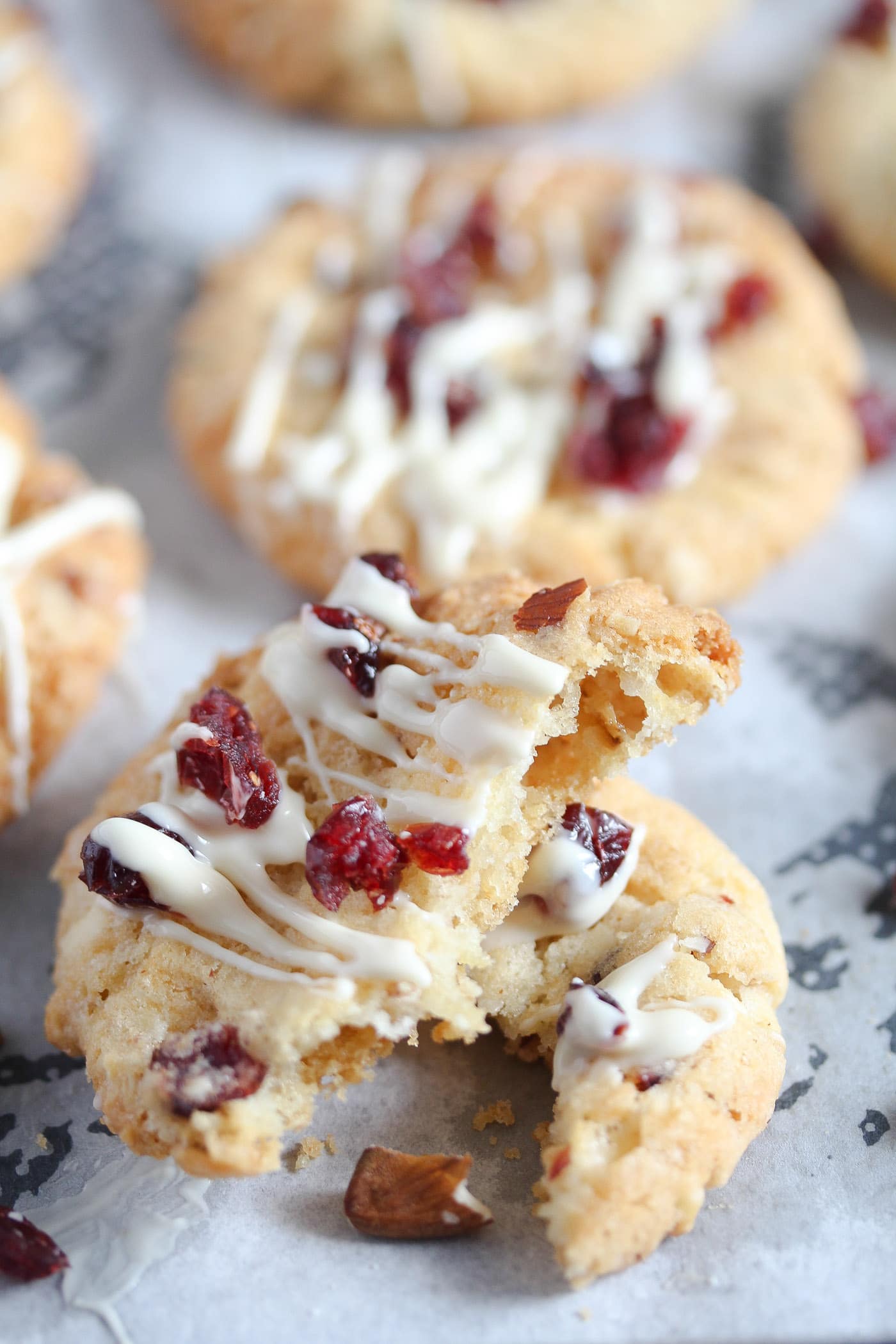 snapped crispy cookie with cranberries