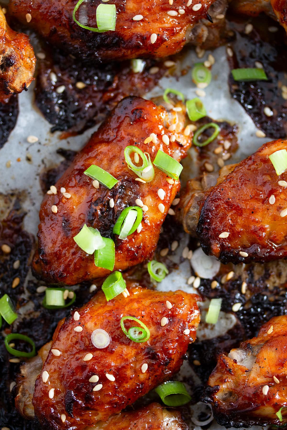 baked korean wings with gochujang sauce.