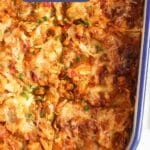 pinterest image with title for thanksgiving turkey leftover lasagna.