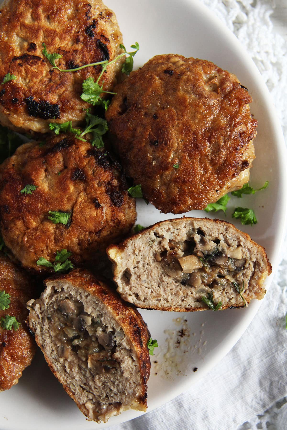 polish meatballs stuffed with mushrooms showing the filling.